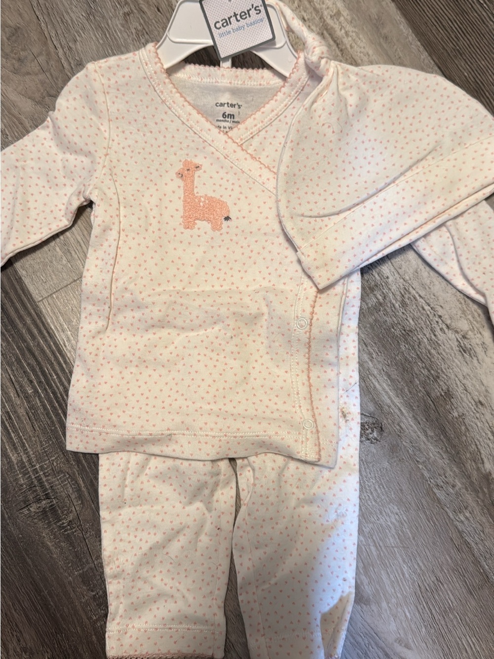 Carter's Cream and Pink Giraffe Pajama Set